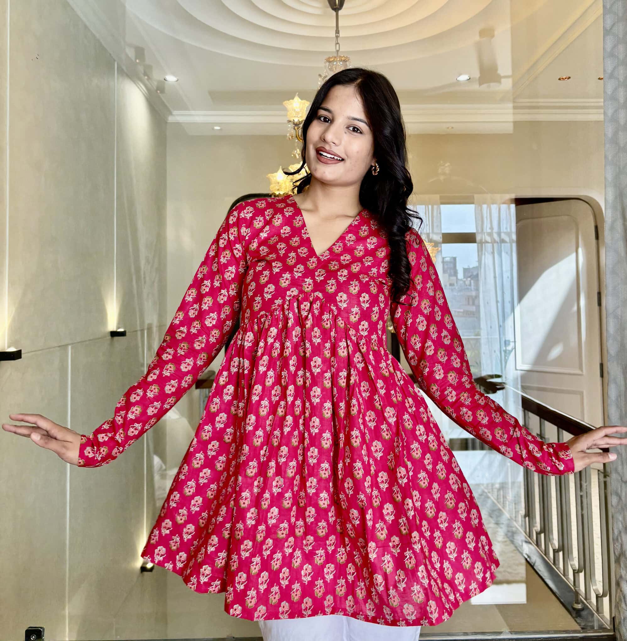 Gulabi Printed Flared Short Kurti