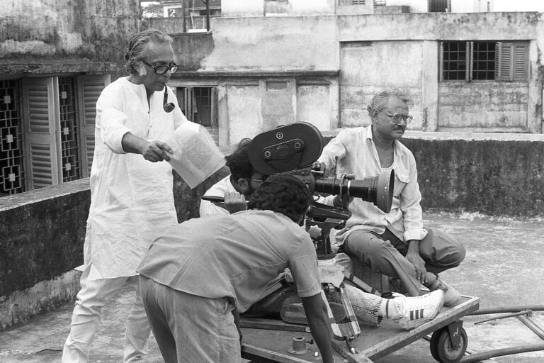 Mrinal Sen during a film shoot