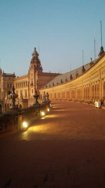Seville plaza de espana after sunset - the way we travel