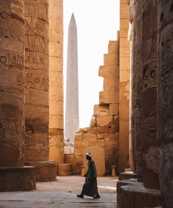 Karnak Temple Hypostyle Hall Tour Grandson of Egyptian tours owner in Karnak Temple's Great Hypostyle Hall, Luxor