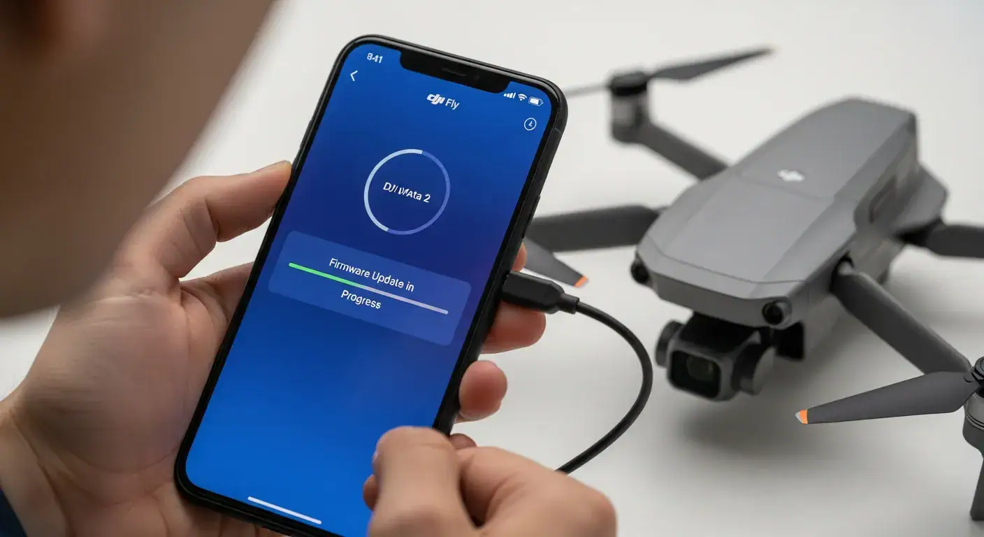 DJI 아바타 2 초보자 세팅 중 펌웨어 업데이트를 진행하는 모습
