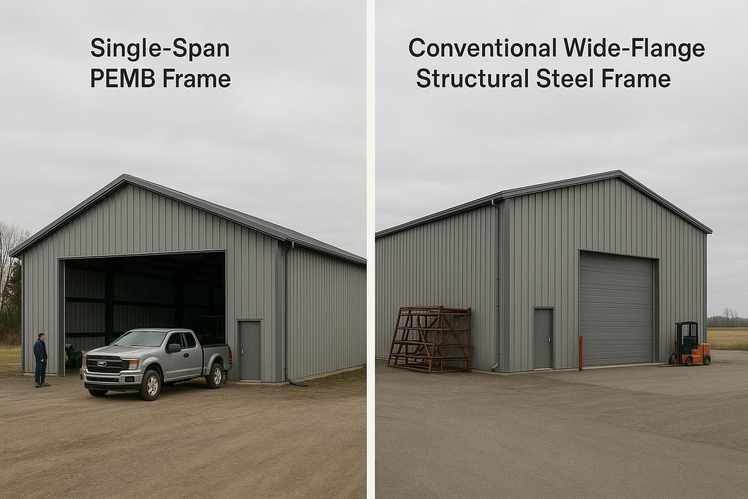 Comparison of PEMB and conventional structural steel frame profiles for plants