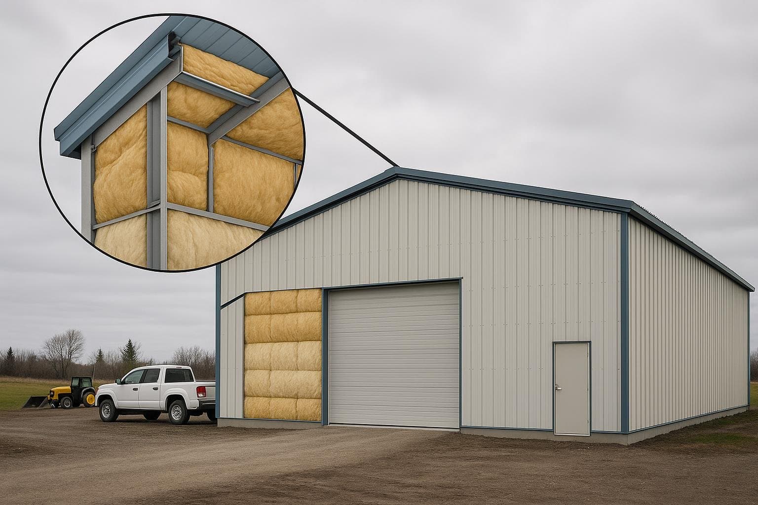 Insulated steel building wall panel assembly with batt insulation between secondary framing