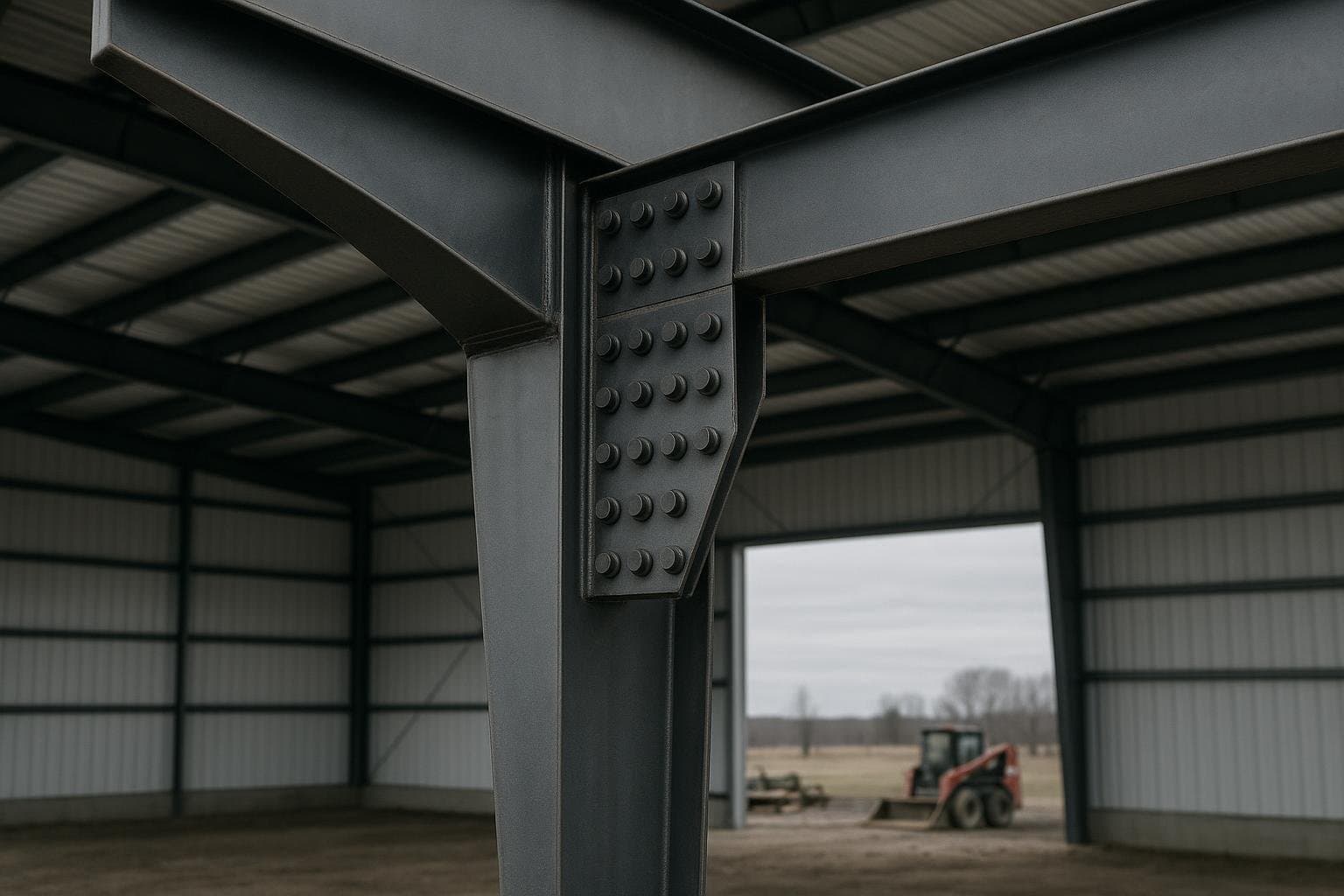 Bolted moment connection at steel rigid frame knee joint detail