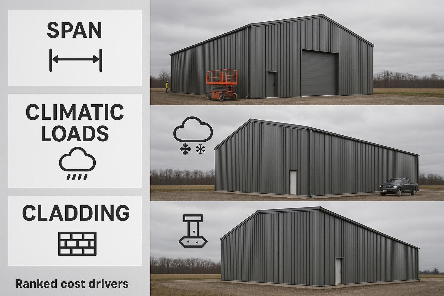 Ranked cost drivers for Canadian warehouse building system projects illustrated