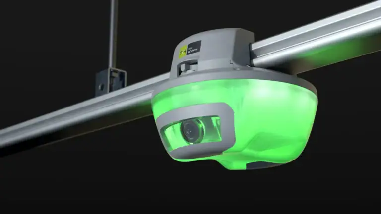 A close up of a Park Assist camera based M5 smart sensor installed in a parking garage