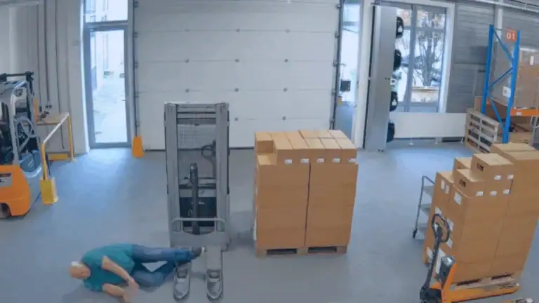 VDG SENSE Video Managemnt System through AI Analytics capturing a person falling in a monitored indoor environment