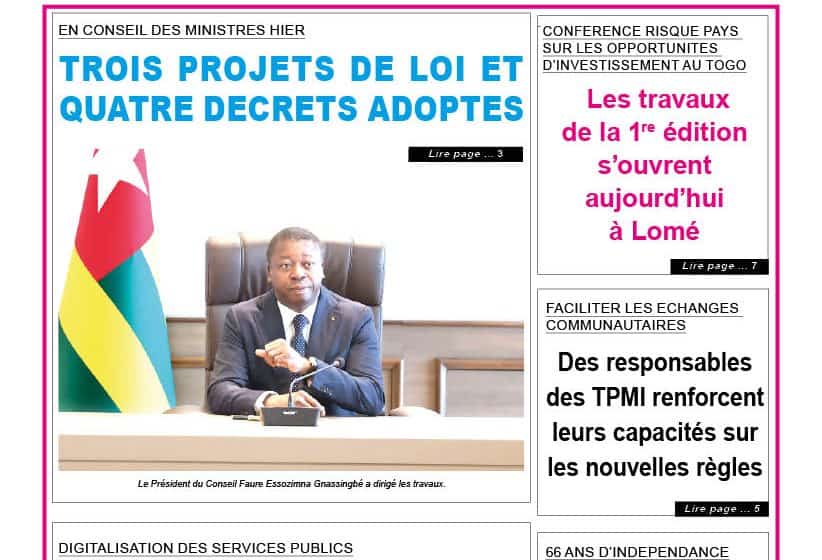  TOGO-PRESSE N° 12263 DU 3 AVRIL 2026