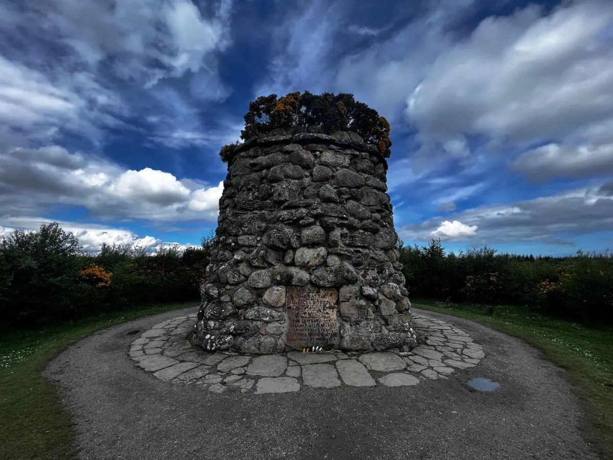 Culloden Memorial Cairn on Culloden Battlefield
