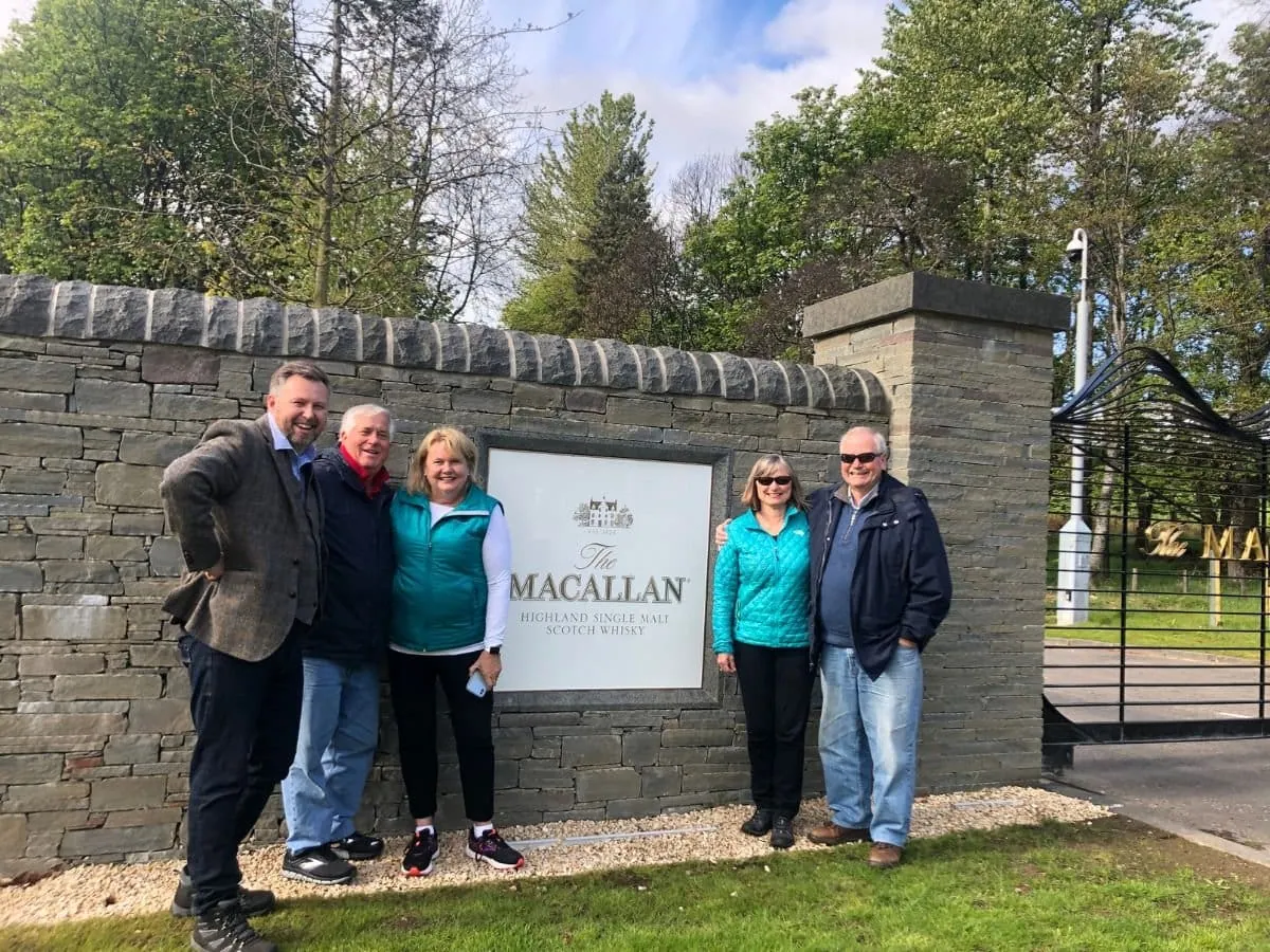 Tour Guide Scotland Clients on a 7 Day Tour of Scotland at the Macallan Distillery