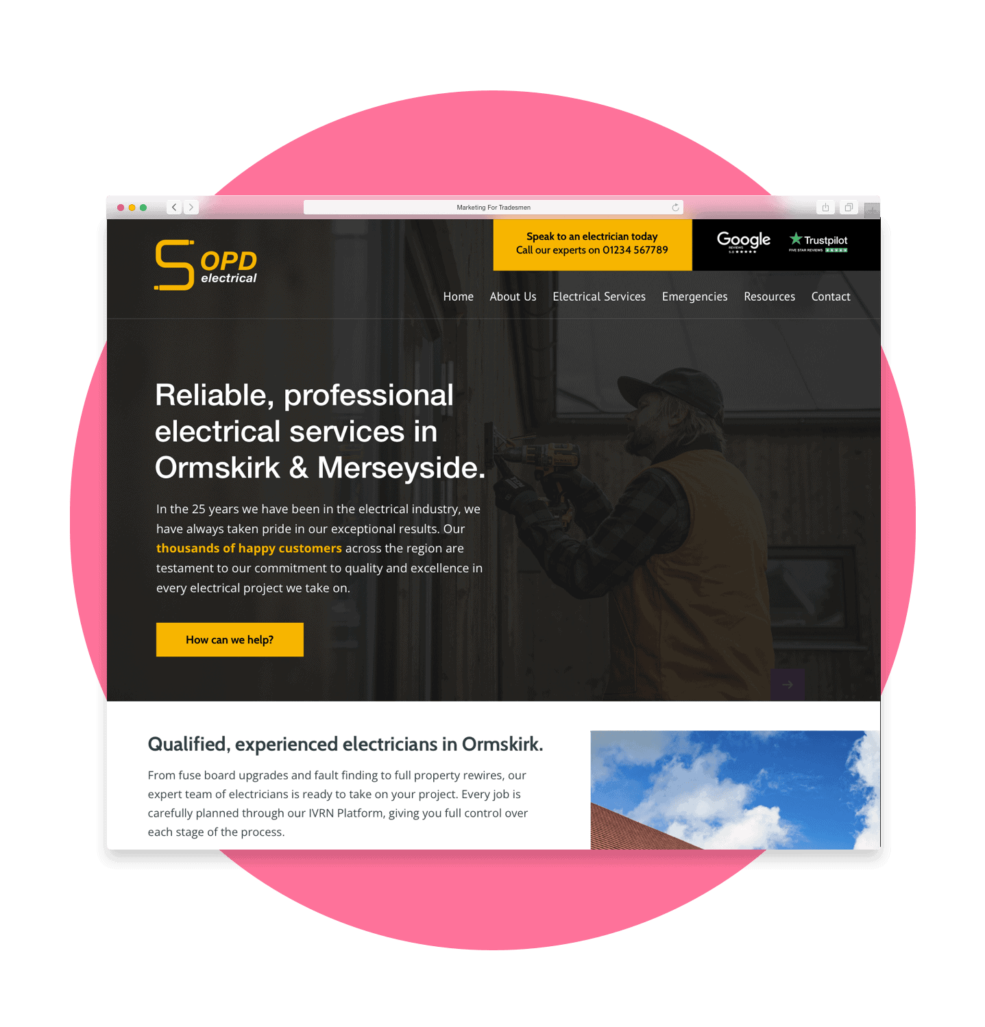 Electricians Digital Marketing Example