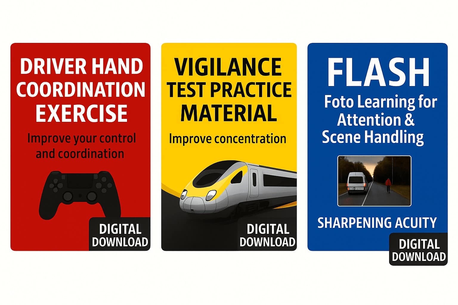 test trainer mock image for digital downloads for vigilance, coordination and photo memory
