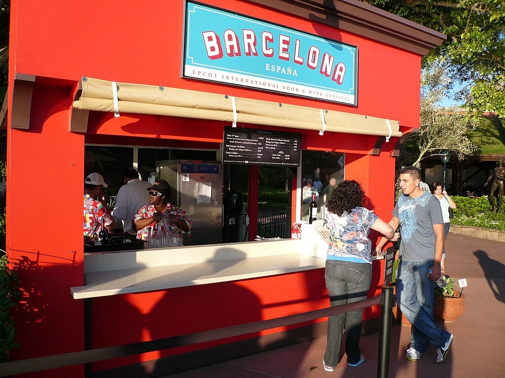 Tapas and wine at an EPCOT festival booth