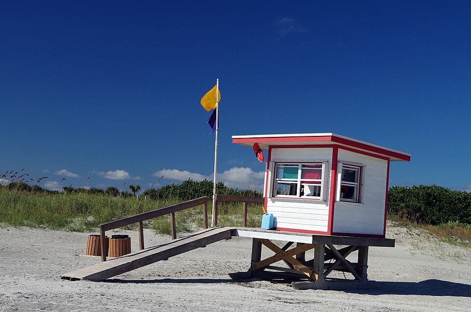 Lifeguard station at Jetty Park beach