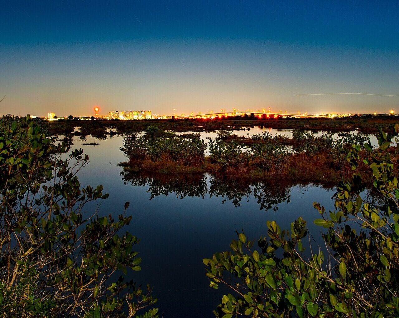 View toward the launch area from Max Brewer Bridge in Titusville