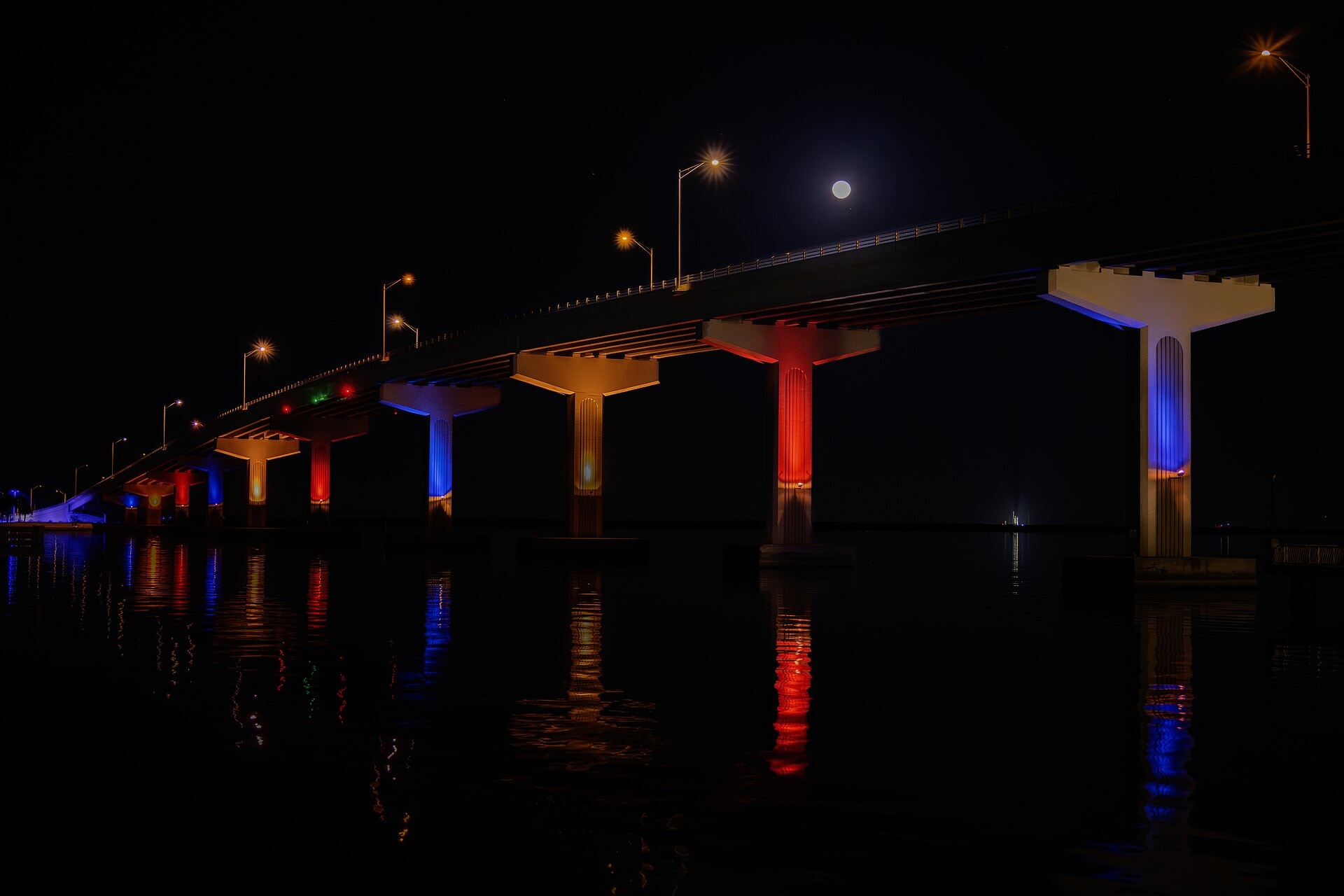 Night view from Max Brewer Bridge in Titusville