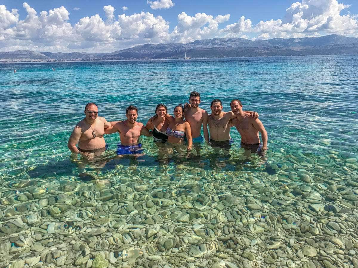 Group in crystal clear water Croatia