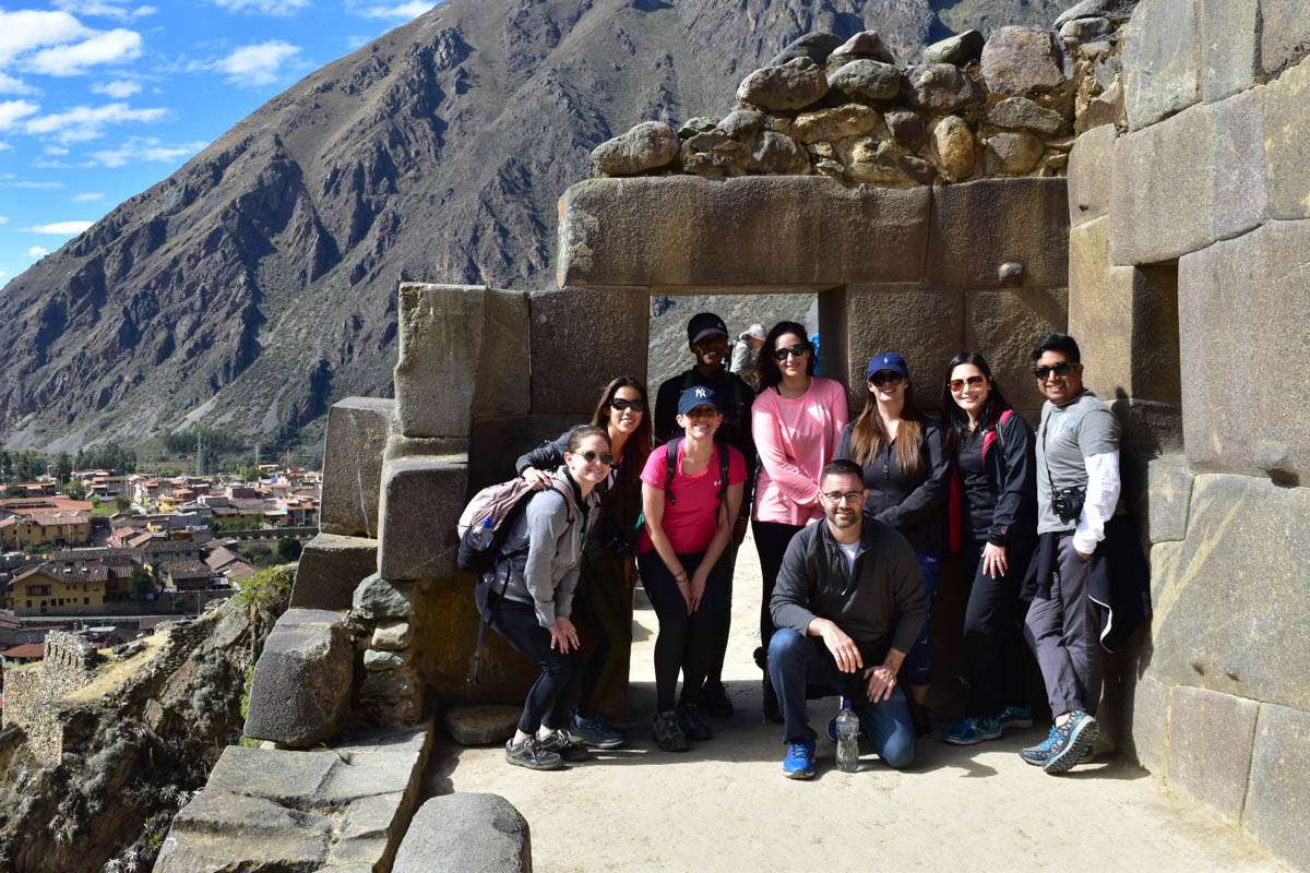Group shot in the ruins of Ollantaytambo Peru
