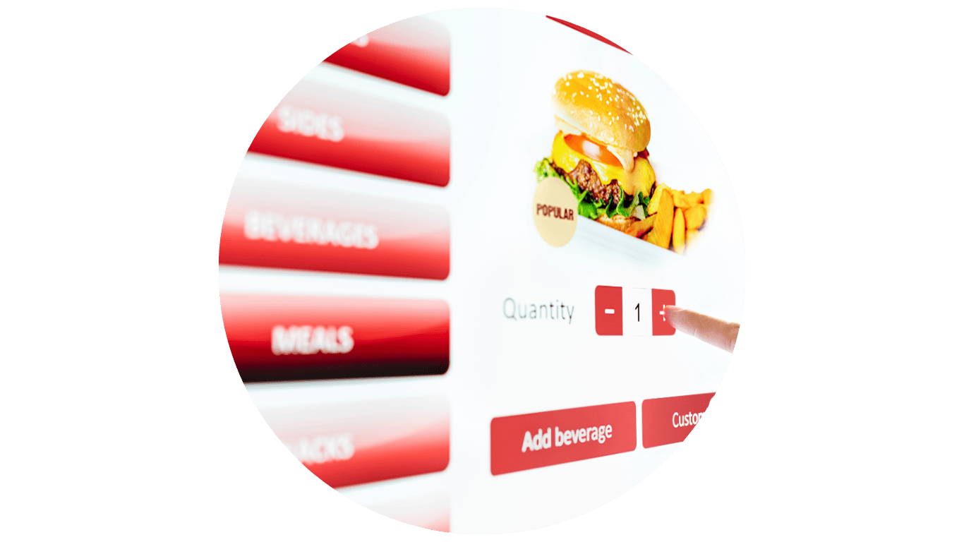 Interactive menu for selecting food items.