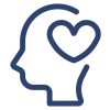 Turnwell Care A blue outline of a human head in profile with a heart inside, symbolizing Turnwell Care’s commitment to mental health and emotional well-being. The design emphasizes compassion, support, and holistic care for individuals seeking mental health services.