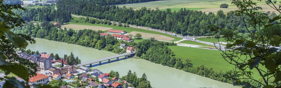 A high angle view of the Vuzenica town in Slovenia during the daytime