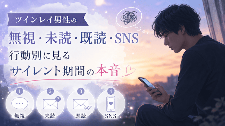 既読無視・未読・SNSなど、サイレント期間の男性の行動のイメージ