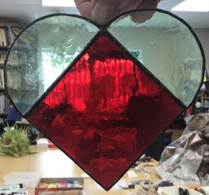 Leaded stained glass heart
