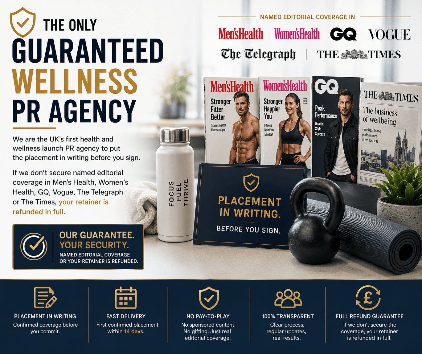 Guaranteed wellness and fitness brand press coverage secured for a UK client