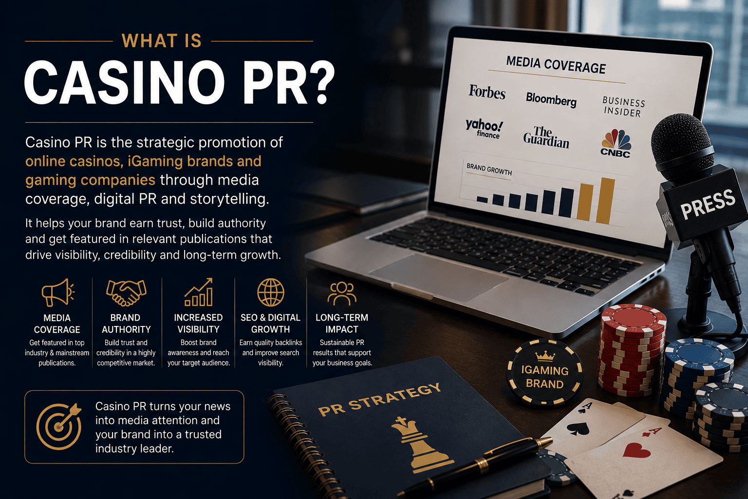 Casino PR Agency UK — iGaming, Gambling & Digital PR 10 What is casino PR — media coverage, brand authority and long-term growth infographic