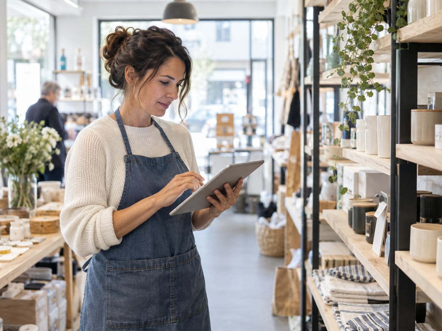 Commerce de détail et boutiques : scène professionnelle illustrative.