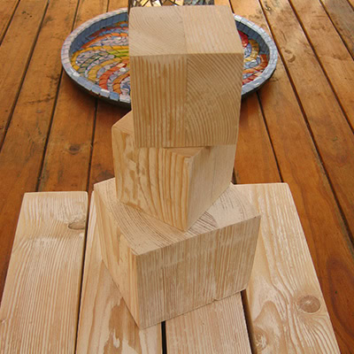raw wooden 3 blocks
