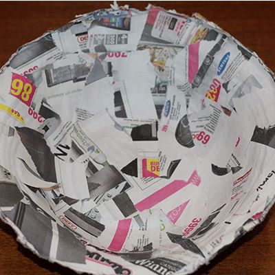 dried paper mache bowl