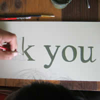 wood thankyou letter painting