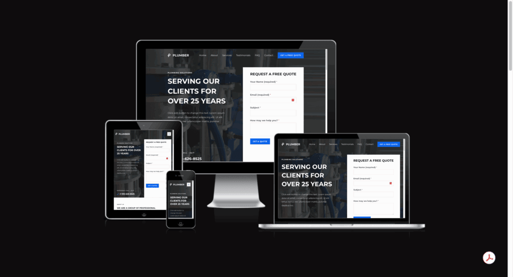 Our services for home service businesses 6 Plumber website