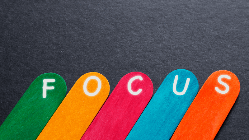 The word Focus written in a journal