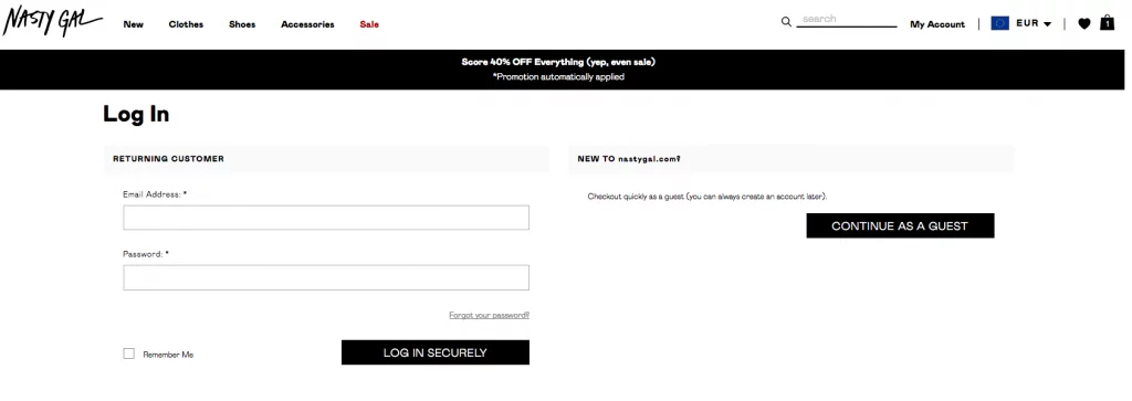 Nasty Gal: Guest Checkout