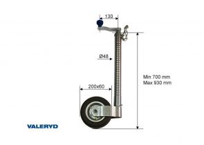 VALERYD potporni kotač fi48mm cijev/čelična felga/puna guma 200x60mm 200kg 2609001