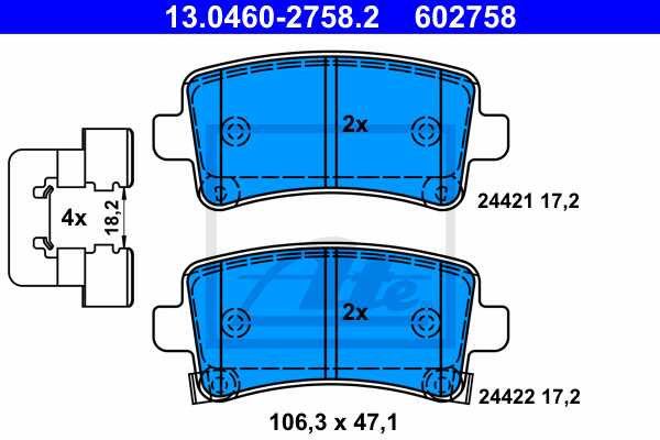 ATE disk pločice OPEL 13.0460-2758.2 zadnje, insignia 1.6,2.0cdti 08 -> 16