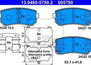 ATE disk pločice HYUNDAI 13.0460-5780.2 zadnje, i-20 1.6crdi 08 ->