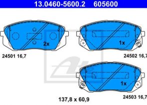 ATE disk pločice KIA 13.0460-5600.2 prednje, sportage 2.0 crdi 4wd 09 ->