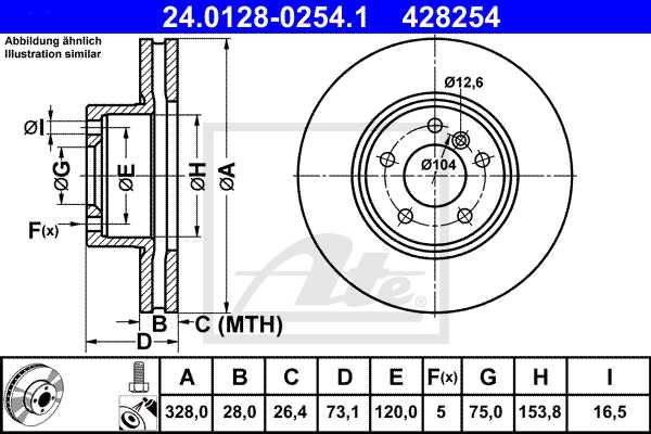 ATE disk ploča BMW 24.0128-0254.1 prednja, bmw x3 11->, d328/28