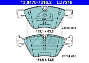 ATE disk pločice BMW 13.0470-7216.2 prednje, bmw 3 e90 320,330d 04-> ceramic