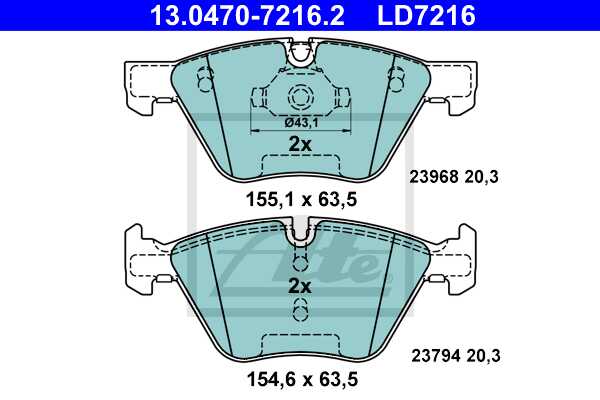 ATE disk pločice BMW 13.0470-7216.2 prednje, bmw 3 e90 320,330d 04-> ceramic