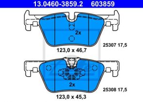 ATE disk pločice BMW 13.0460-3859.2 zadnje, f20,f21,f30 11->