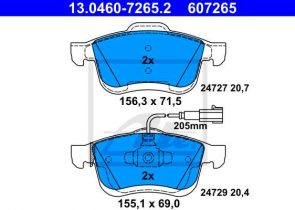 ATE disk pločice LANCIA 13.0460-7265.2 delta 2.0d multijet 08 ->