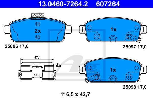 ATE disk pločice OPEL 13.0460-7264.2 zadnje, zafira c,astra j 2.0cdi 09 ->