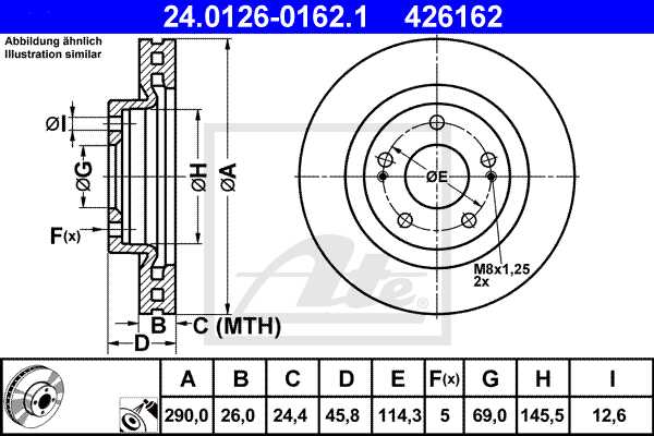 ATE disk ploča MITSUBISHI 24.0126-0162.1 grandis 04->, d290/26