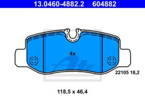 ATE disk pločice MERCEDES BENZ 13.0460-4882.2 zadnje, vito w447 14->