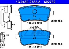 ATE disk pločice MERCEDES BENZ 13.0460-2782.2 zadnje, gle w166 350d 4 matic 11-18 amg paket