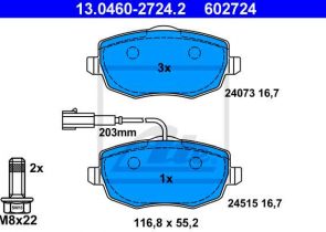 ATE disk pločice LANCIA 13.0460-2724.2 lancia ypsilon 03->11